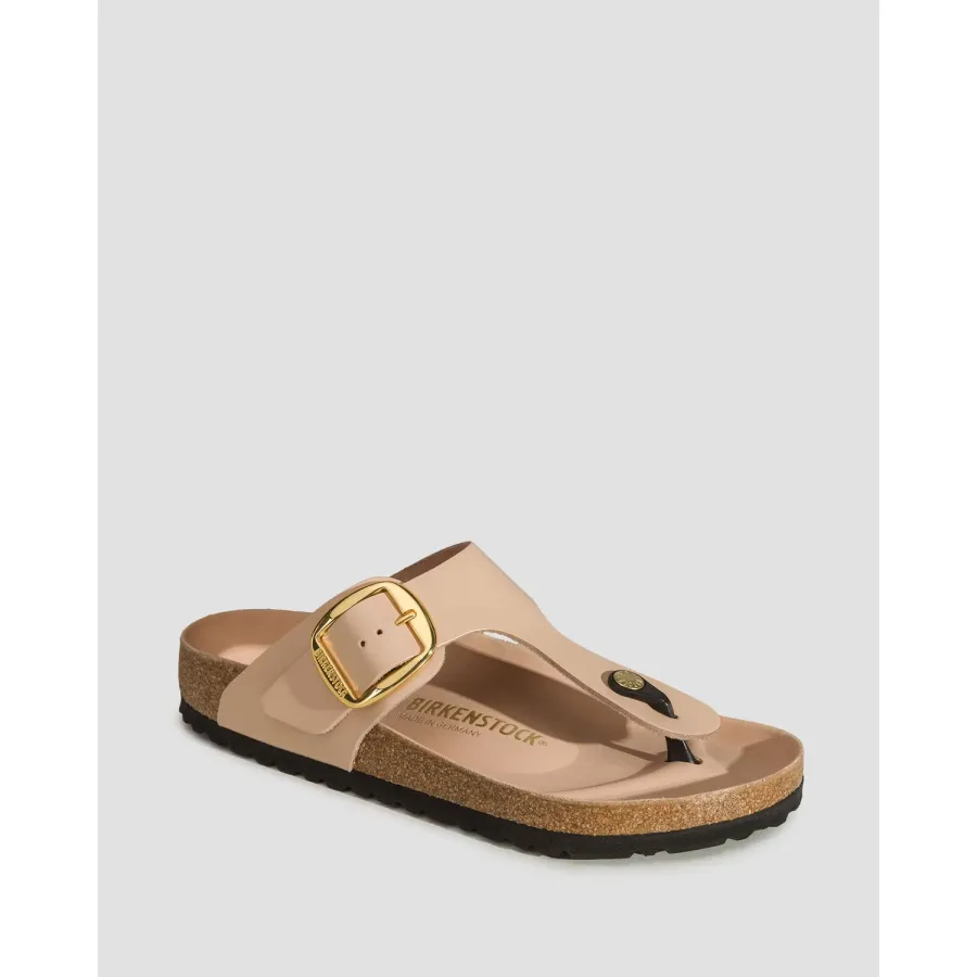 obrazek 1 Beżowe Klapki Damskie Birkenstock Gizeh Big Buckle Natural Leather Patent Regular