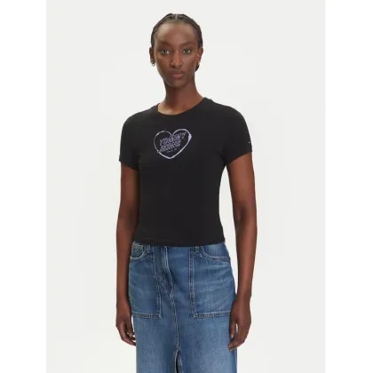 Zdjęcie Tommy Jeans T-Shirt Heart DW0DW21390 Czarny Slim Fit