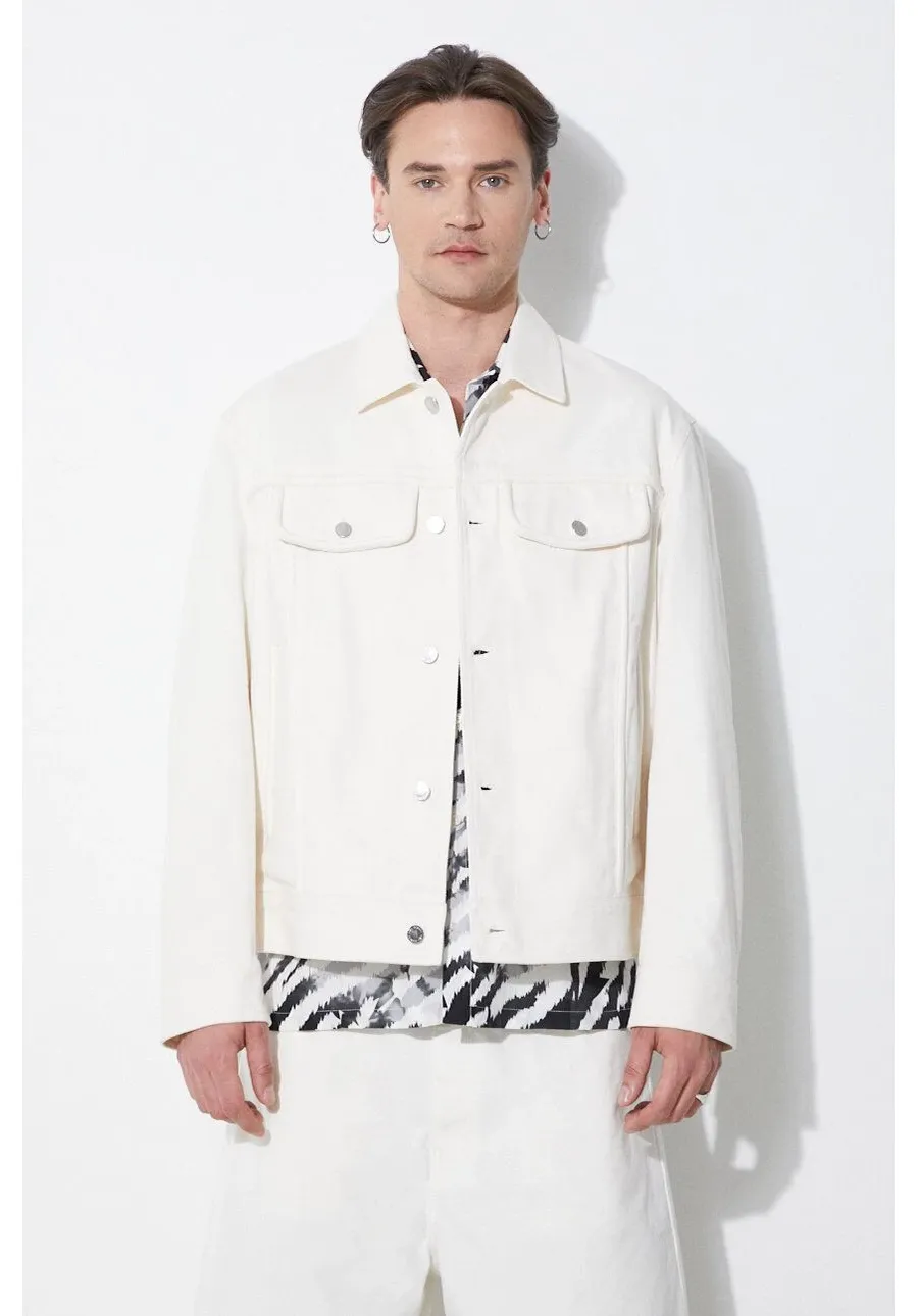 obrazek 1 Neil Barrett kurtka bawełniana Slim Front Pockets Jean Jacket kolor beżowy przejściowa MY11089A-Y029-108N