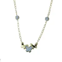 Picture choker with butterflies, stones and shiny, with side zircon balls and a chain with an elongated curb, cm.45