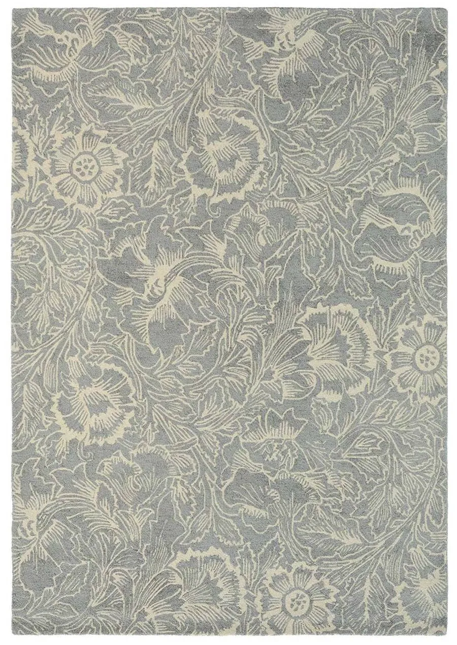 Szary Dywan w Kwiaty – POPPY DOVE 28404, angielskiej marki Morris & Co.