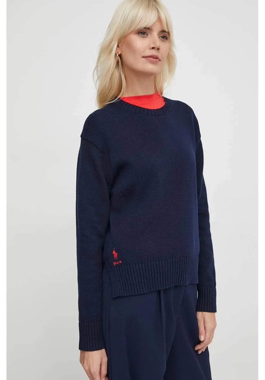 obrazek 1 Polo Ralph Lauren sweter bawełniany kolor granatowy lekki 211898583