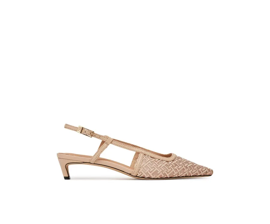 obrazek 1 Tommy Hilfiger Sandały Mono Squared Toe Kitten Slingb FW0FW08746 Beżowy