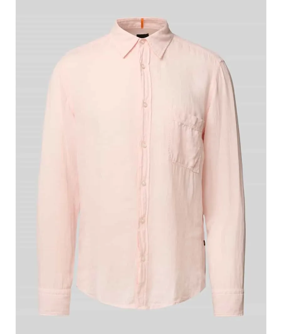 obrazek 1 Koszula lniana o kroju regular fit z kieszenią na piersi model ‘Relegant’