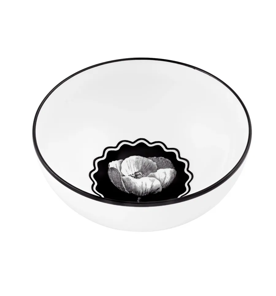 obrazek 1 Porcelanowa biało-czarna miska na zupę Herbariae z motywem inspirowanym makiem - Vista Alegre
