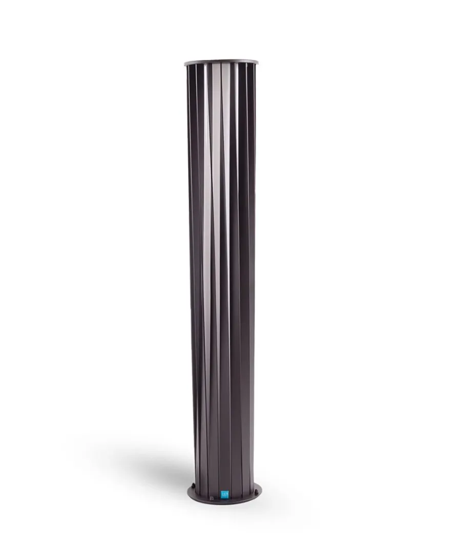 obrazek 1 Brązowa lampa stojąca Aton H 150 cm ze skręconymi listwami z aluminium do ogrodu