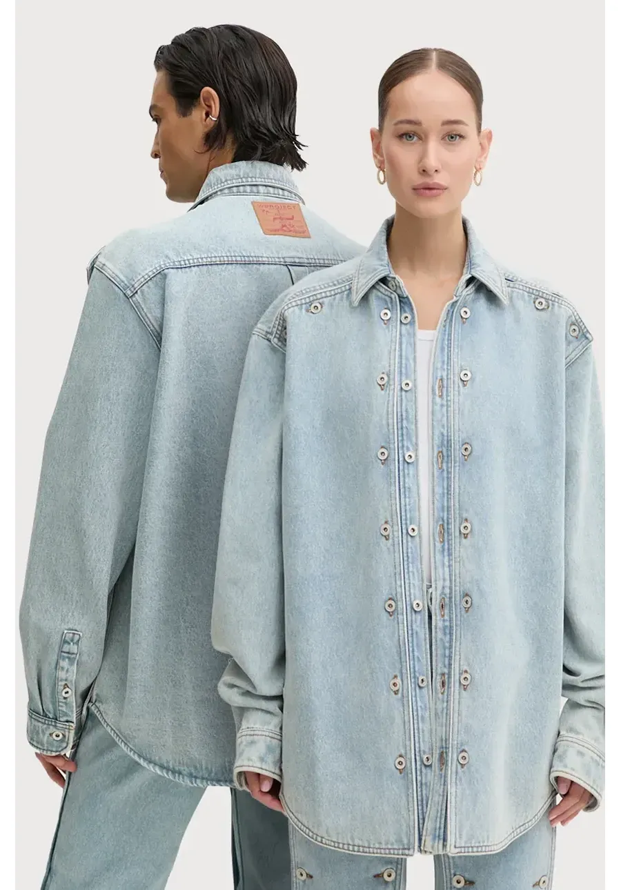 obrazek 1 Y/Project kurtka jeansowa EVERGREEN SNAP OFF DENIM SHIRT kolor niebieski przejściowa 207SI001