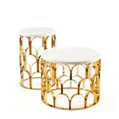 Picture Small marble table with brass-plated stainless steel base - Ginger & Jagger