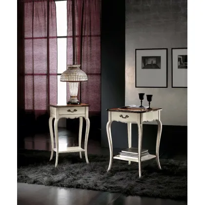 Zdjęcie Włoski mały prostokątny stolik z szufladą i półką w stylu klasycznym - Stella del Mobile