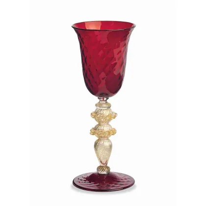 Zdjęcie Prestiżowy czerwony złoty kielich ze szkła Murano