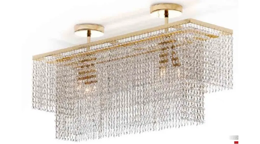 obrazek 1 Prostokątna lampa sufitowa z przezroczystymi kryształami Asfour - Il Paralume Marina