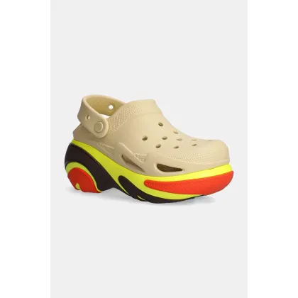 Zdjęcie Crocs klapki Bubble Crush Clog damskie kolor beżowy na platformie 210061