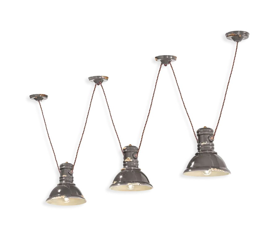 obrazek 3 Prestiżowa włoska lampa wisząca z trzema światłami w stylu retro