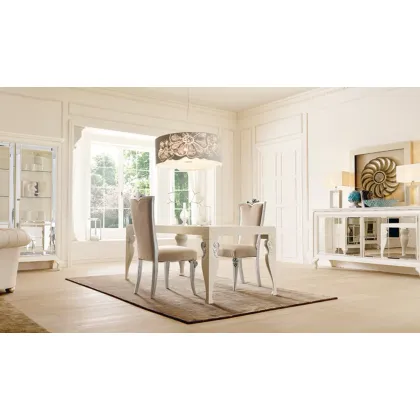 Picture Italian metal hanging lamp with floral perforations, white finish - Avenanti