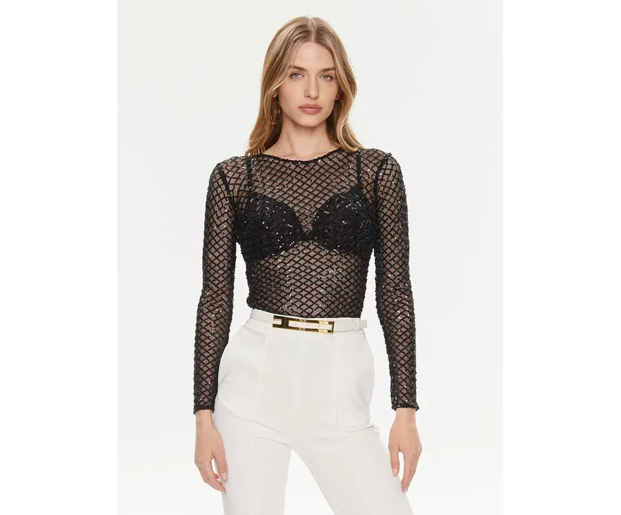 obrazek 1 Elisabetta Franchi Body BO-014-42E2-6001 Czarny Slim Fit
