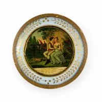 Zdjęcie Francuski pojemnik na cukierki o okrągłym kształcie z XIX wieku