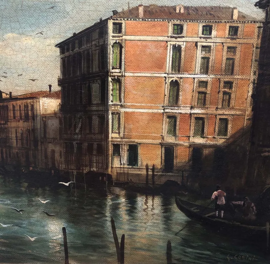 obrazek 9 Włoski obraz przedstawiający Kanał Giudecca w Wenecji 50x130 cm - Giancarlo Gorini
