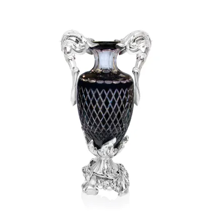 Zdjęcie Czarny kryształowy wazon włoski