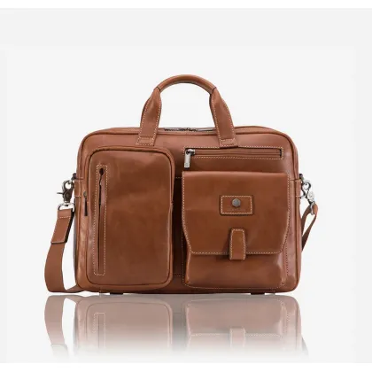 Zdjęcie Średnia stylowa torba na laptopa w kolorze brązu wykonana ze skóry naturalnej