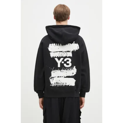 Zdjęcie Y-3 bluza Graphic Hoodie kolor czarny z kapturem z nadrukiem JN4882