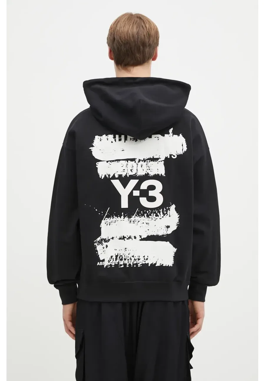 obrazek 1 Y-3 bluza Graphic Hoodie kolor czarny z kapturem z nadrukiem JN4882