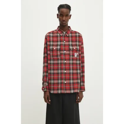 Zdjęcie Billionaire Boys Club koszula bawełniana Longsleeve Check Shirt męska kolor czerwony regular z kołnierzykiem klasycznym B24322