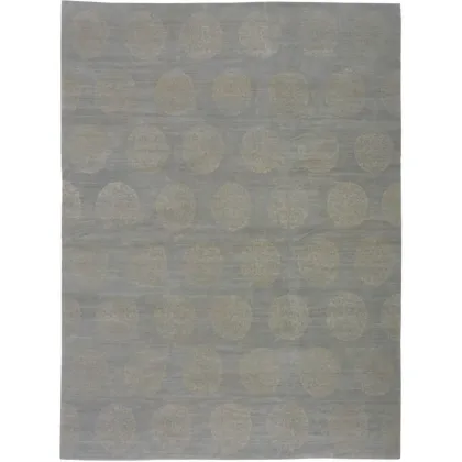 Zdjęcie Ręcznie tkany wełniany dywan z owalnymi zdobieniami