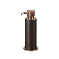 Picture Copper-plated leather bathroom dispenser Ø7xH19 cm, chocolate color