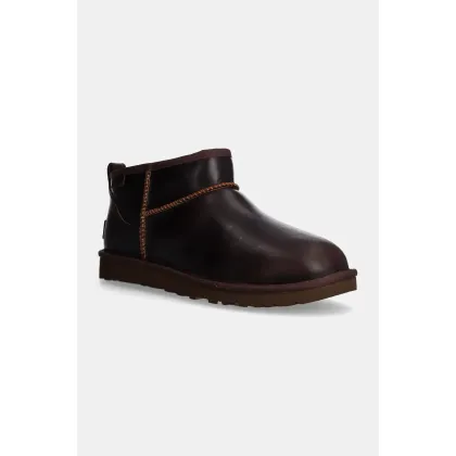 Zdjęcie UGG śniegowce skórzane Classic Ultra Mini Lthr Regen kolor brązowy 1158191-IWD