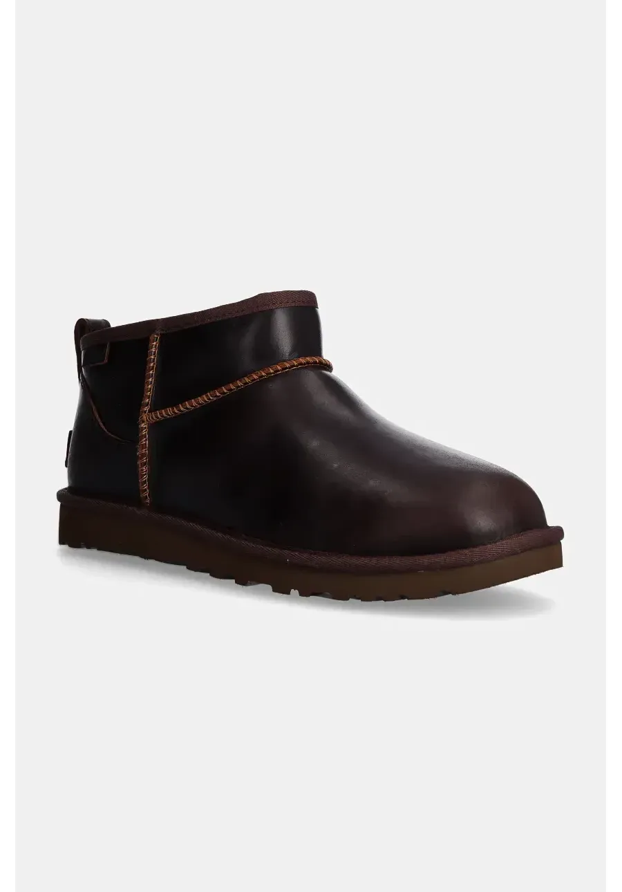 obrazek 1 UGG śniegowce skórzane Classic Ultra Mini Lthr Regen kolor brązowy 1158191-IWD