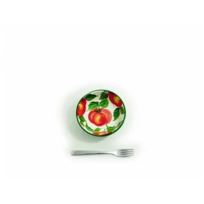 Zdjęcie Mała malowana miska zdobiona motywem pomidorów na oliwki i przekąski - Le Ceramiche