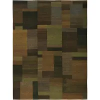 Picture Multicoloured woollen carpet with a rectangular pattern