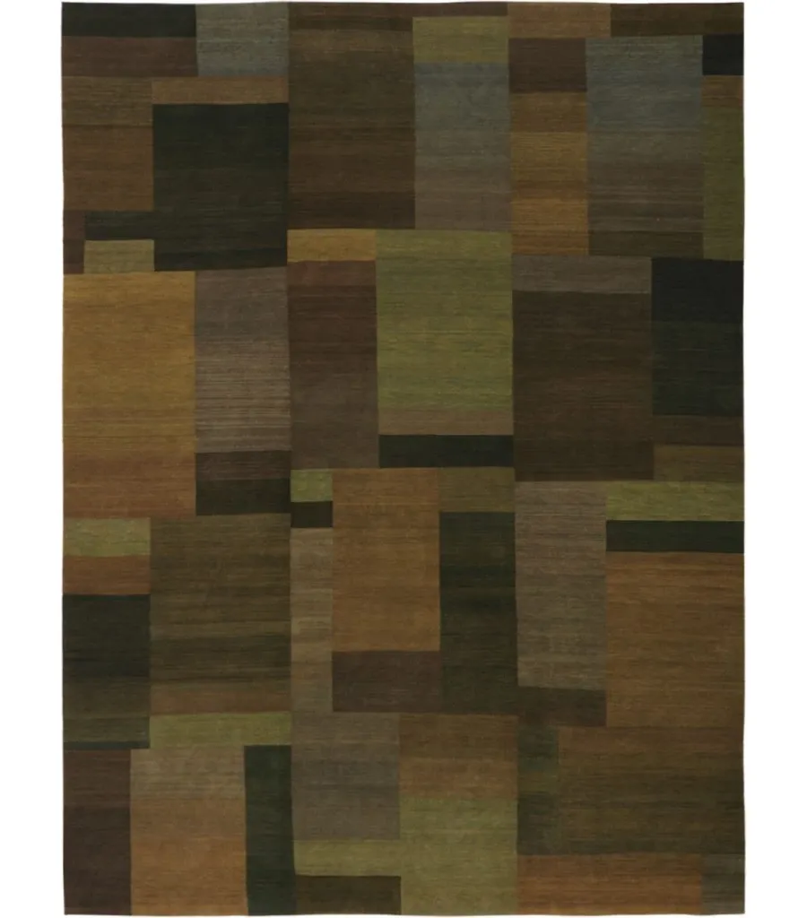 picture 1 Multicoloured woollen carpet with a rectangular pattern