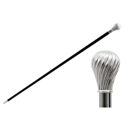 Zdjęcie Klasyczna czarna laska z uchwytem w kształcie gałki – Pasotti