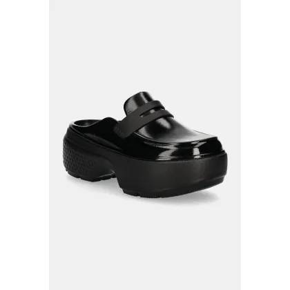 Zdjęcie Crocs klapki Stomp High Shine Loafer Clog damskie kolor czarny na platformie 210659.001