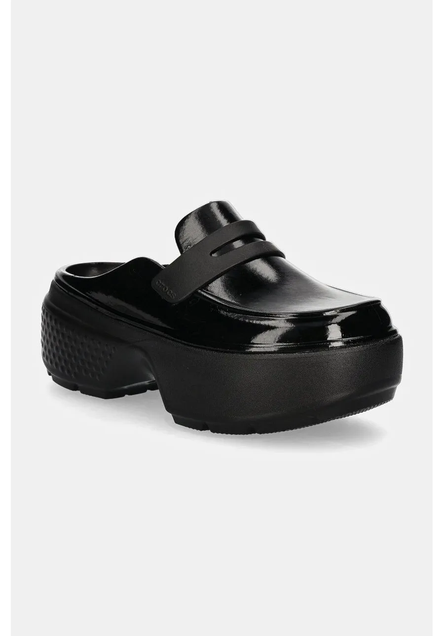 obrazek 1 Crocs klapki Stomp High Shine Loafer Clog damskie kolor czarny na platformie 210659.001