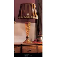 Picture Amber lamp made of Murano glass with a brown silk shade - Il Paralume Marina