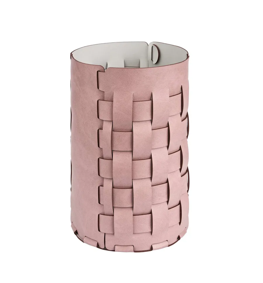 obrazek 1 Koszyk Bottega Ø22хH35 cm wykonany ze skóry w kolorze popielatego różu