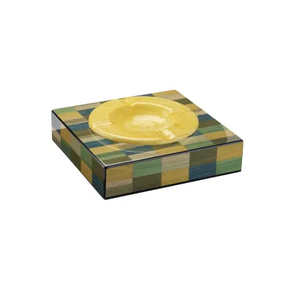 Picture Elite ashtray made of wood, inlaid veneer and ceramics