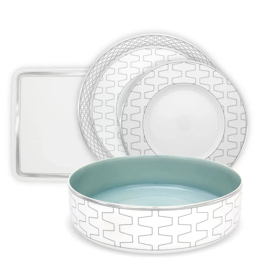 obrazek 1 Duży komplet zastawy obiadowej z porcelany ze współczesnej kolekcji Trasso - Vista Alegre