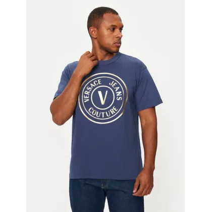 Zdjęcie Versace Jeans Couture T-Shirt 77GAHT01 Granatowy Regular Fit