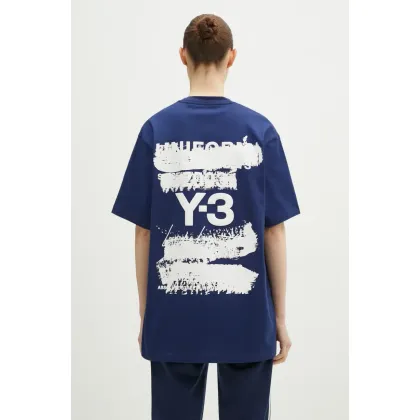 Zdjęcie Y-3 t-shirt bawełniany Graphic SS Tee damski kolor granatowy JM7816