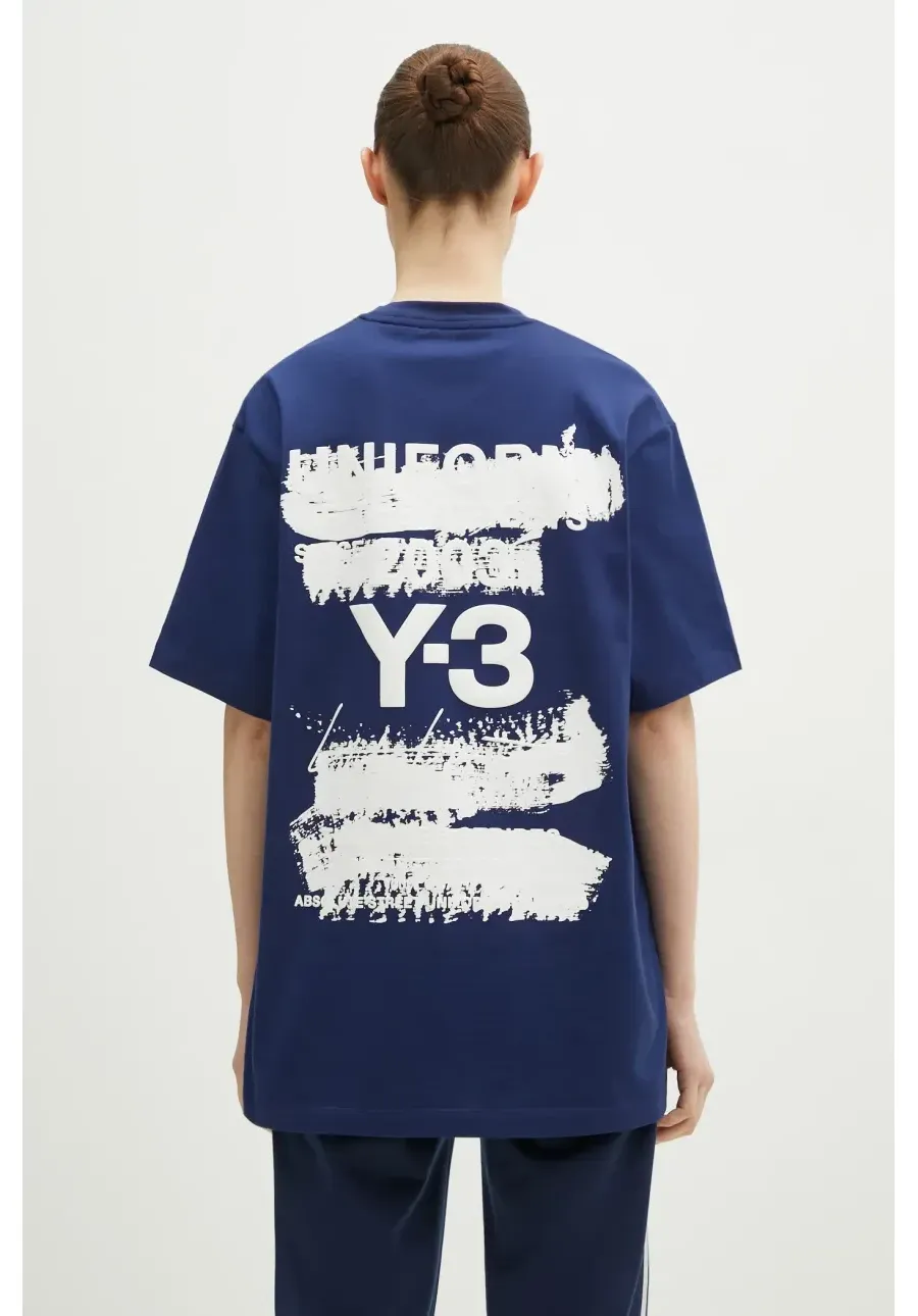 obrazek 1 Y-3 t-shirt bawełniany Graphic SS Tee damski kolor granatowy JM7816