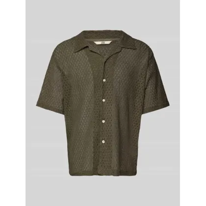 Zdjęcie Koszula casualowa o kroju regular fit z ażurowym wzorem model ‘MADDEN’