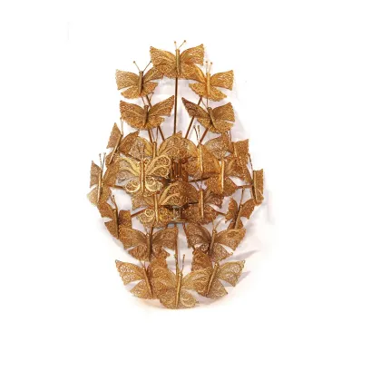 Picture Inspiring gold-plated wall lamp with butterflies