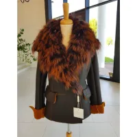 Picture A unique women's sheepskin coat - sheepskin and fox fur - Toschi