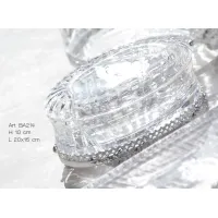 Picture Jewelry holder in clear Italian crystal with hand-engraved portrait of a lady and base in chrome-plated brass - Il Paralume Marina