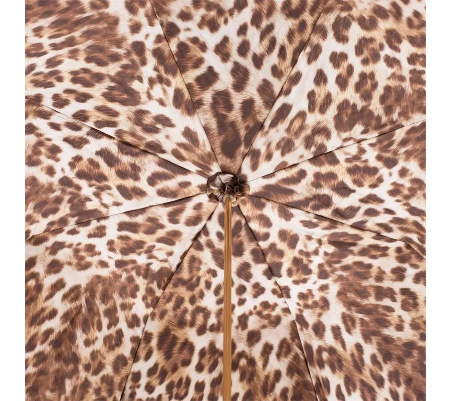obrazek 4 Prestiżowy biały parasol damski zdobiony wzorem skóry leoparda – Pasotti