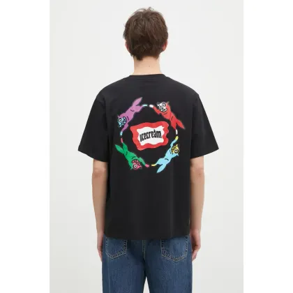 Zdjęcie ICECREAM t-shirt bawełniany Roundabout męski kolor czarny z nadrukiem IC24460