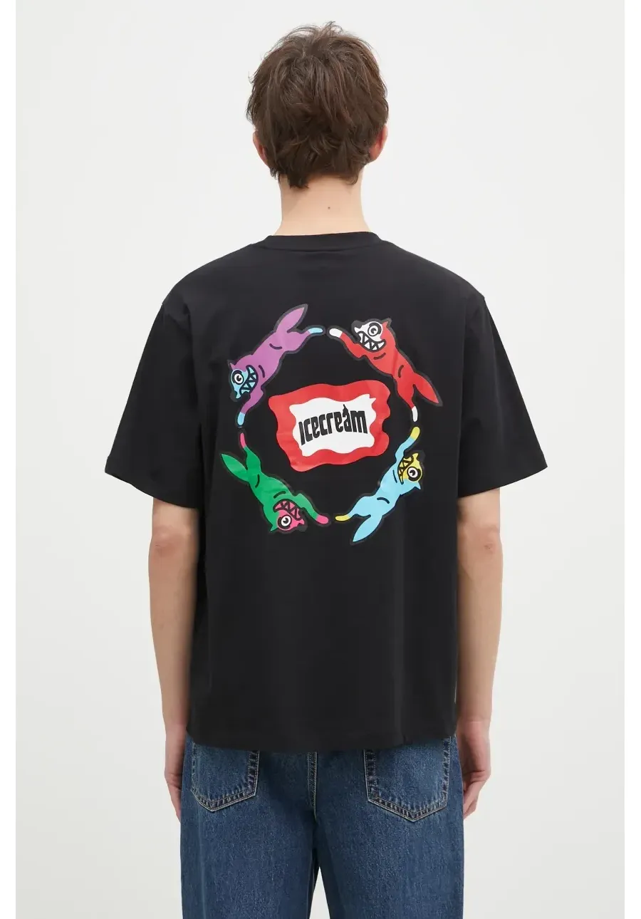 obrazek 1 ICECREAM t-shirt bawełniany Roundabout męski kolor czarny z nadrukiem IC24460